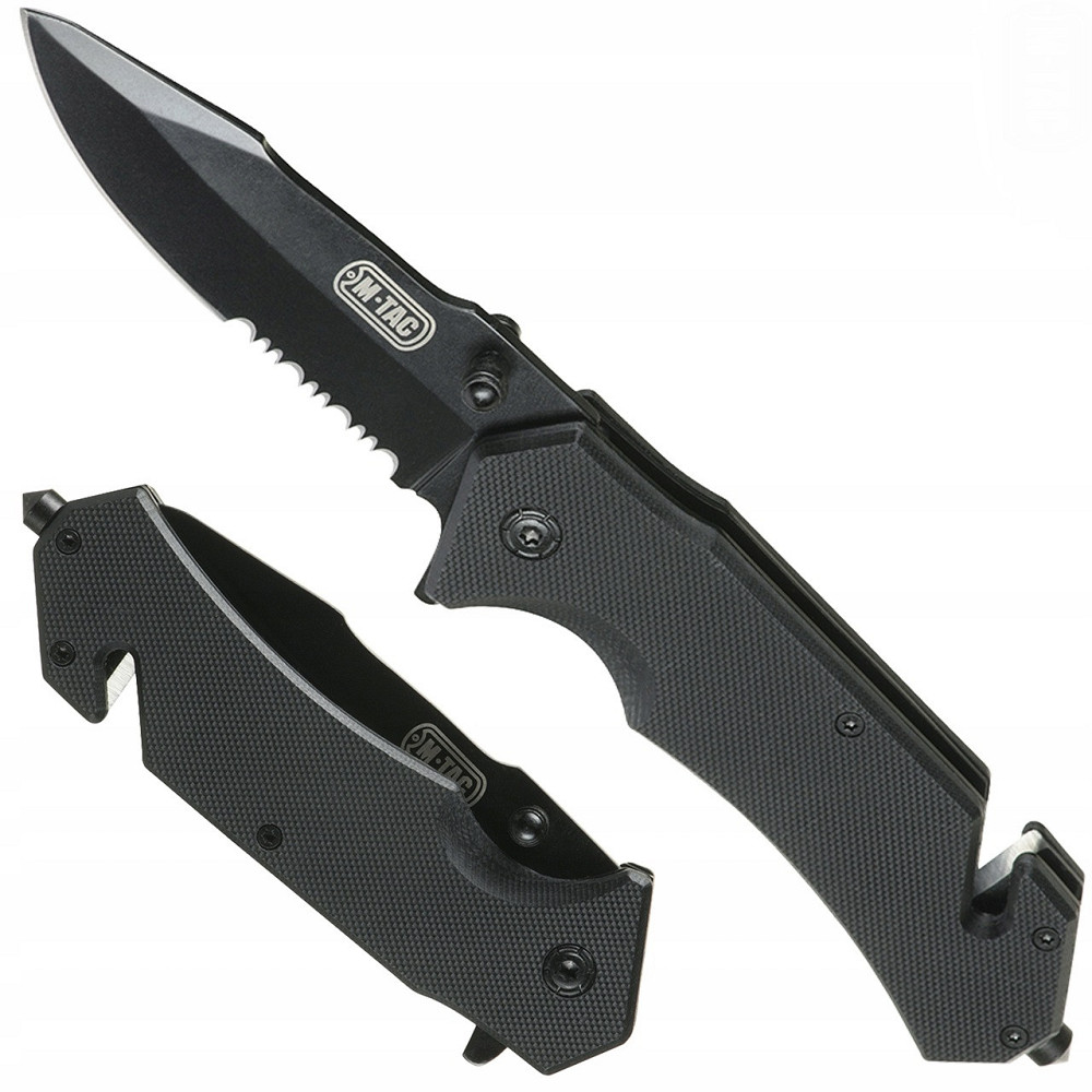 Тактичний Складаний Ніж зі склобоєм та стропорізом M-Tac "Type 3" (60024002) Нержавіюча сталь Нововолинськ - фото 1