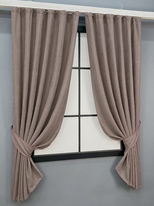 Комплект коротких штор VR-Textil Микровелюр Petek № 1825ш Какао 140х170 см 2 шт (35-0449) Киев - изображение 2