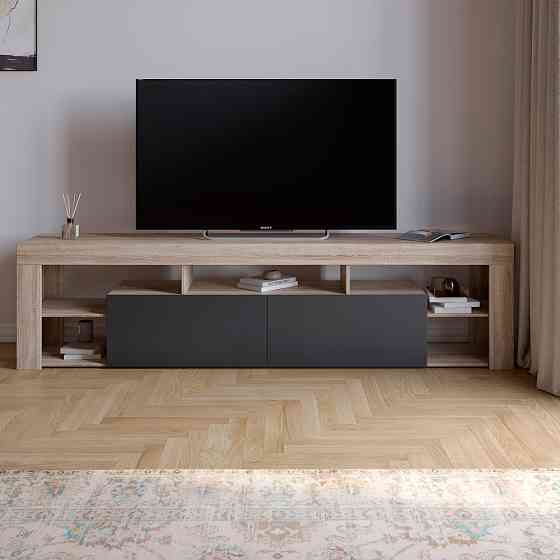 Тумба под телевизор с 5 полками М-ЗОН Джеко 200 Сонома/Антрацит (MZN-031039) Днепр