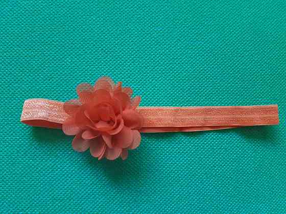 Повязка для девочки оранжевая - размер цветка 5,5см, размер универсальный (на резинке) Киев