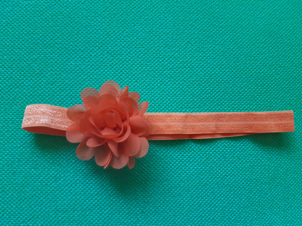 Повязка для девочки оранжевая - размер цветка 5,5см, размер универсальный (на резинке) Киев - изображение 1