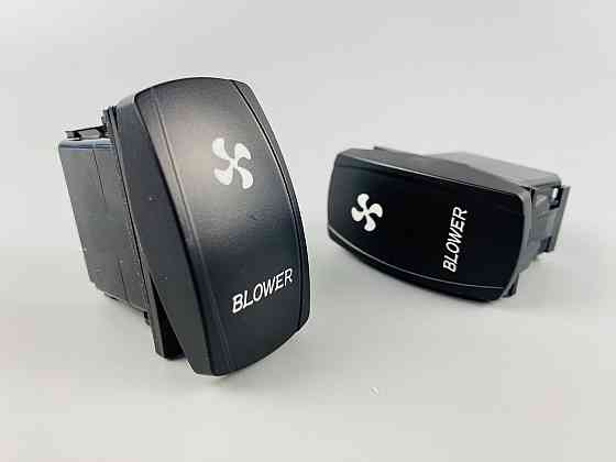 Клавіша вимикач ON-OFF, 4 ніжок, синя підсвітка, малюнок "додатковий вентилятор". Мукачево