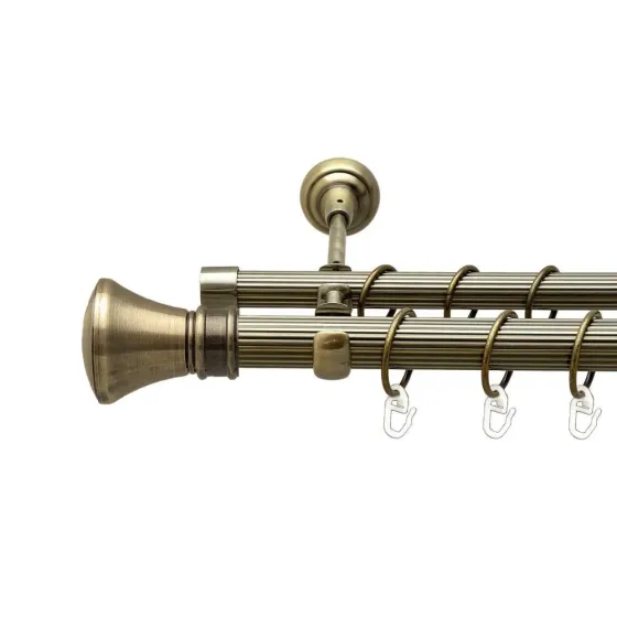 Карниз Orvit Люксор металевий дворядний відкритий рифлена труба кільце металеве Антик 25\19 мм 300 см Львов