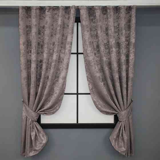 Комплект штор коротких VR-Textil Жаккард Sultan YL № 1210ш Серо-пудровый 130х170 см 2 шт (35-0073) Киев