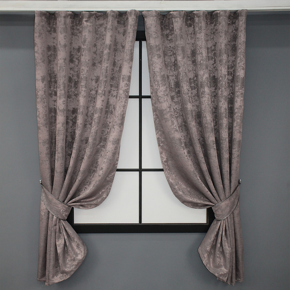 Комплект штор коротких VR-Textil Жаккард Sultan YL № 1210ш Серо-пудровый 130х170 см 2 шт (35-0073) Киев - изображение 1