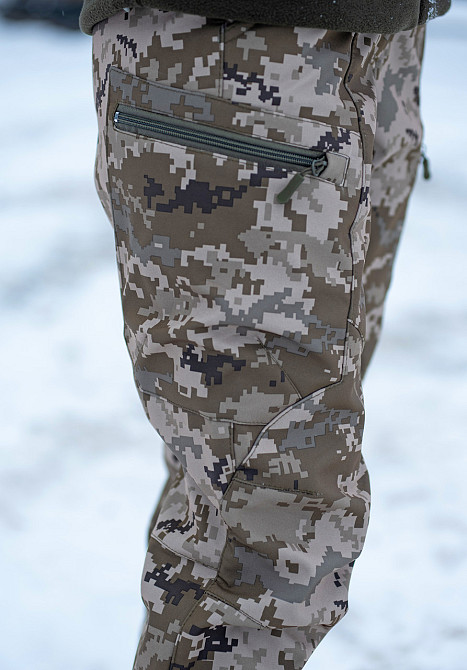 Жіночі тактичні штани Softshell на флісі 48, Піксель ММ-14 Запорожье - изображение 4