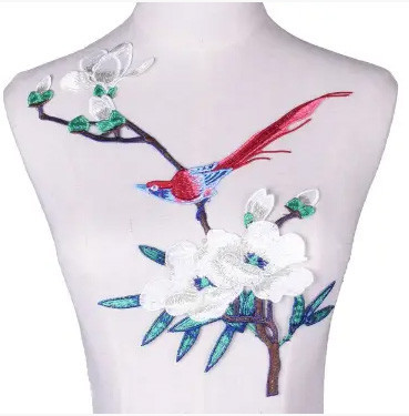 Аплікація на одяг нашивка Квіти та птиця Київ - фото 1