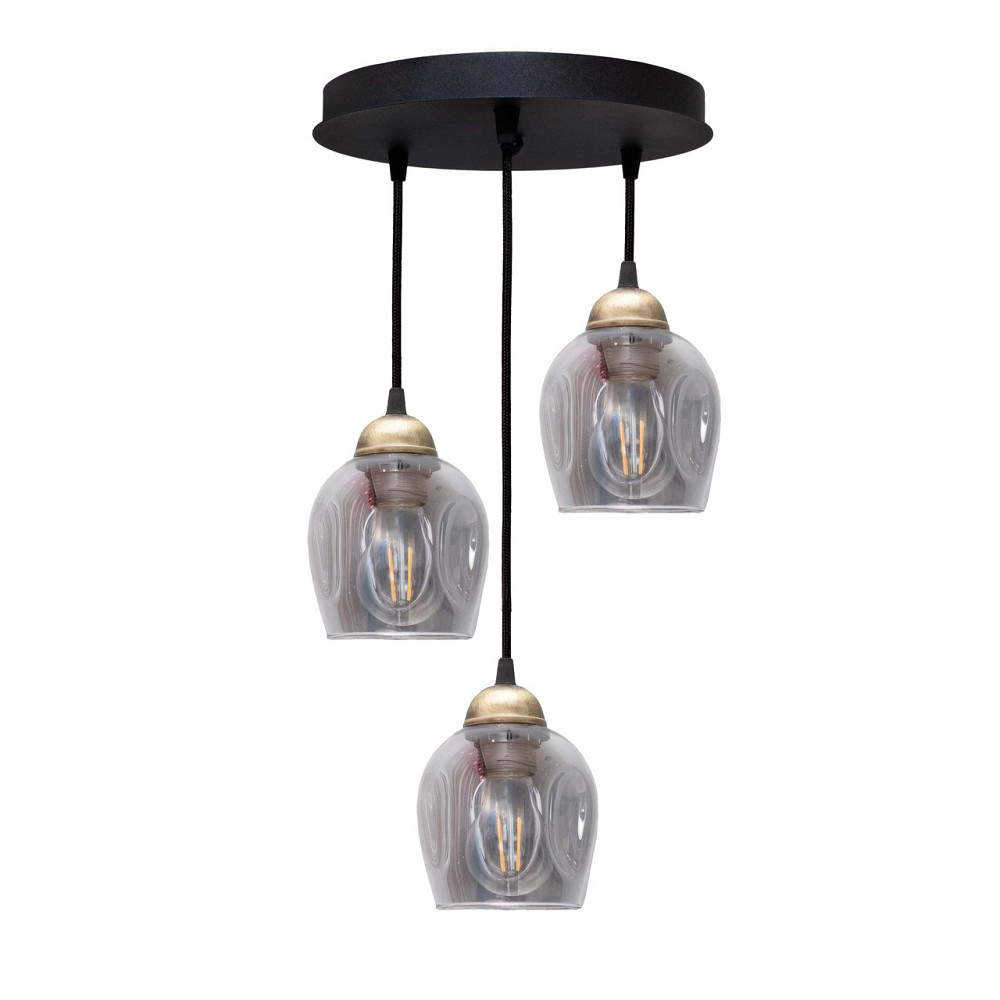 Светильник подвесной MSK Electric Enigma на круглой основе под три лампы Е27 PL 2024-3R BK Одесса - изображение 1