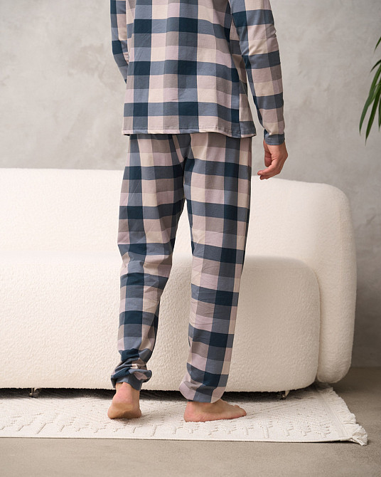 Мужская пижама со штанами - клетка - Family look для пары Tom John 93480 XL Киев - изображение 5