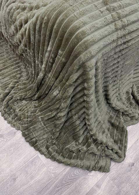 Плед-покривало смужка VIP Шарпей 200х230 см (+-10см) Болотний (87-143) Київ - фото 8