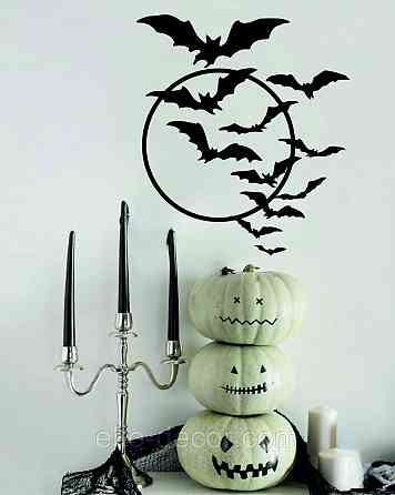 Декоративне настінне Панно «Кажани», Декор на стіну 70*62 см, Чорний Київ