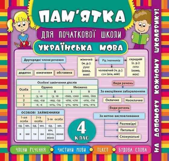Книга Пам’ятка для початкової школи. Українська мова. 4 клас, шт Київ