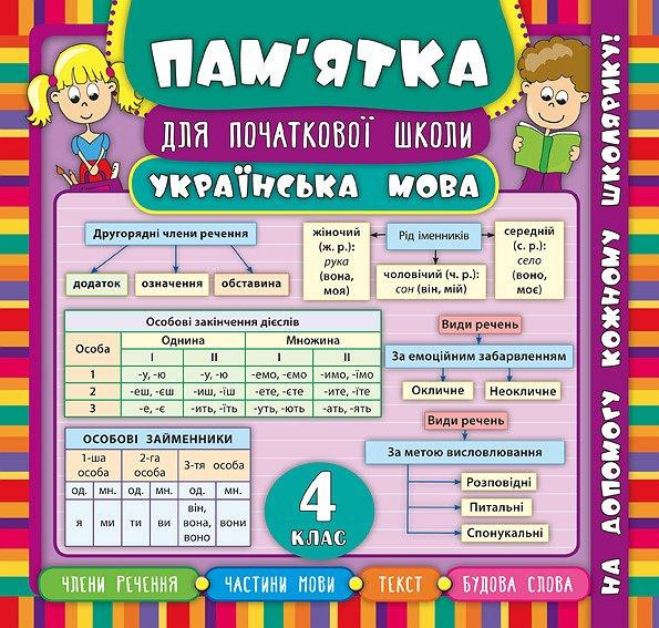 Книга Пам’ятка для початкової школи. Українська мова. 4 клас, шт Киев - изображение 1