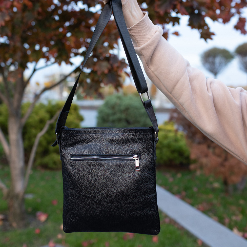 Мужская сумка через плечо из натуральной кожи молодежная мессенджер , чернаяMasterSem Киев - изображение 6