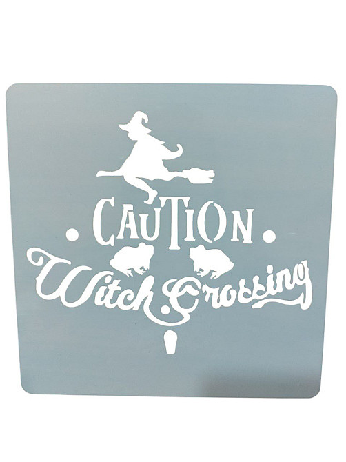 Трафарет на Хэллоуин Ведьма на метле 15 на 15 см серый Киев - изображение 2