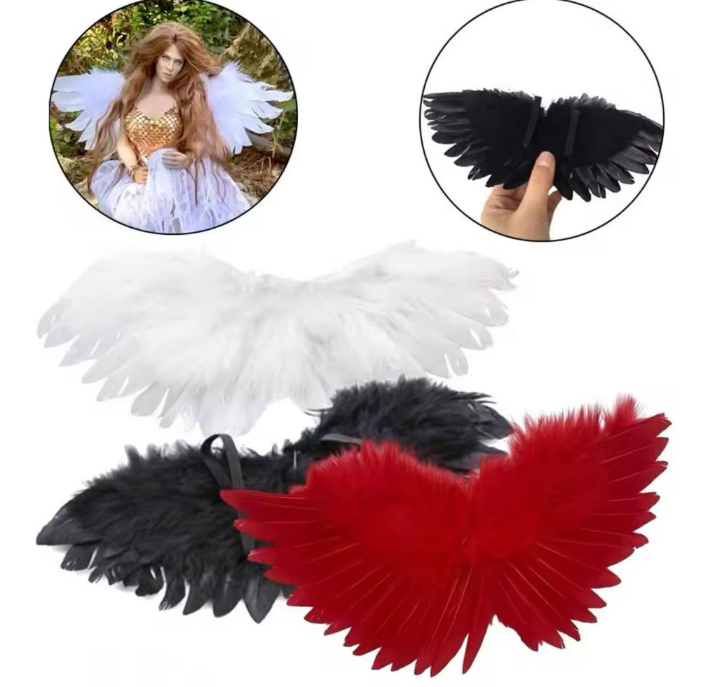 Крила янгола білі з пір'я для ляльок (21*9 см). Аксесуари для іграшок. Колір білий Київ - фото 4