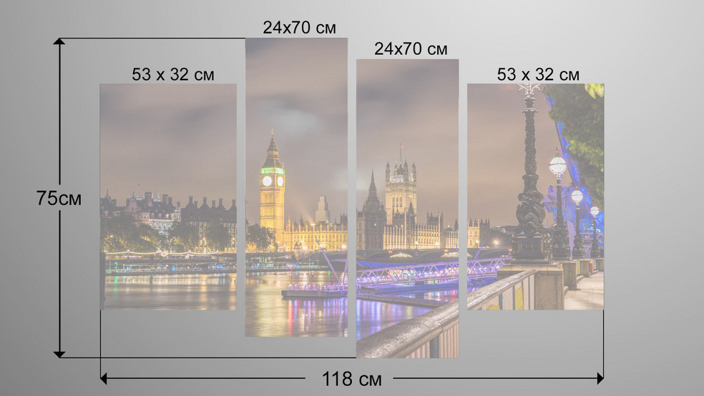 Модульна картина Нічний Лондон Art-69_4Модульная картина Нічний Лондон Art-68_4 Київ - фото 3