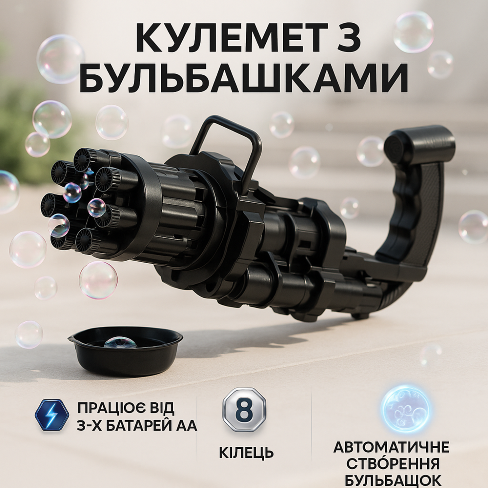 Пулемет детский с мыльными пузырями Gatling Миниган WJ 950 AP-10 Львов - изображение 11