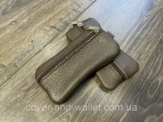 Кожаная ключница на две молнии черного цвета MD Leather Черный Киев