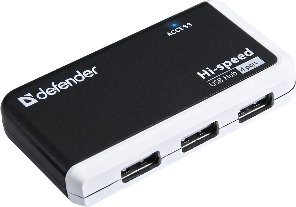 Хаб USB 2.0 -> 4xUSB 2.0 passive, Black-White Defender Вінниця - фото 1