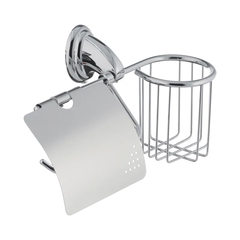 Тримач для туалетного паперу з кришкою та кошиком Zerix AFB-0103-1 Харків - фото 1