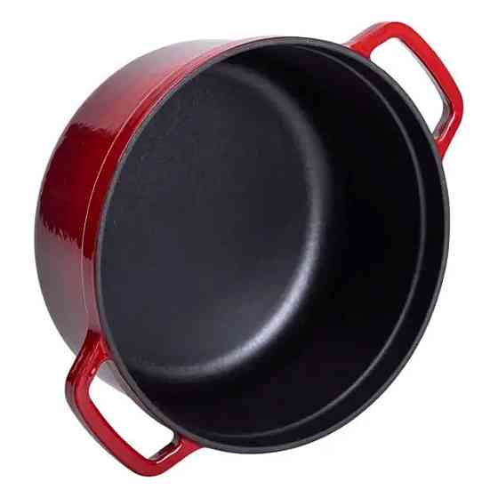 Каструля чавунна емальована 3 л з кришкою Ø24 см Червона HP-1-3R Коломыя