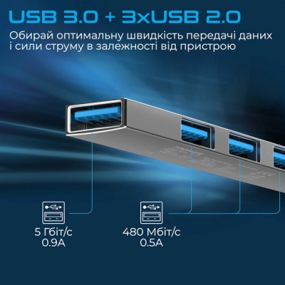 Концентратор Promate USB-C 4-in-1 порти Promate litehub-4.grey (litehub-4.grey) Вінниця - фото 3