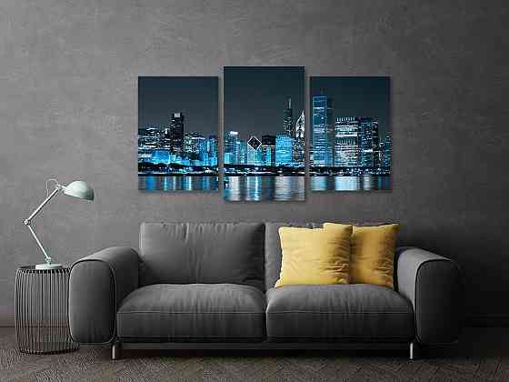 Модульная картина в гостиную / спальню  Місто в голубих  тонах   Art-741_3 Київ