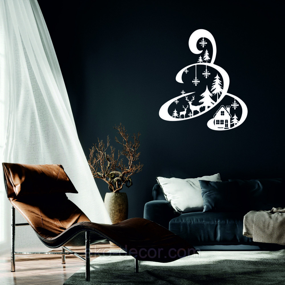 Декоративное настенное Панно «Новый год», Декор на стену 90*78 см, Белый Киев - изображение 1