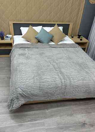 Плед 200х230 см (+-10см) на овчині "Косичка" колір світло-сірий (87-309) Київ