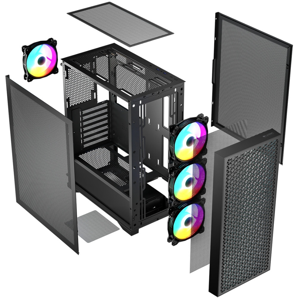 Корпус LogicConcept DART PRO ARGB MIDI BLACK MESH fans 4x120mm без БЖ ATX Вінниця - фото 5