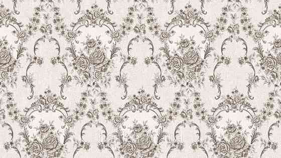 Шпалери метрові вінілові на флізеліні Sintra Classic класика квіти троянди завитки структурні бежеві срібло 445617 Київ