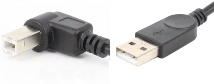 Кабель USB 2.0 AM-BM, 1.0 м, кут 90° наліво, чорний Вінниця - фото 1