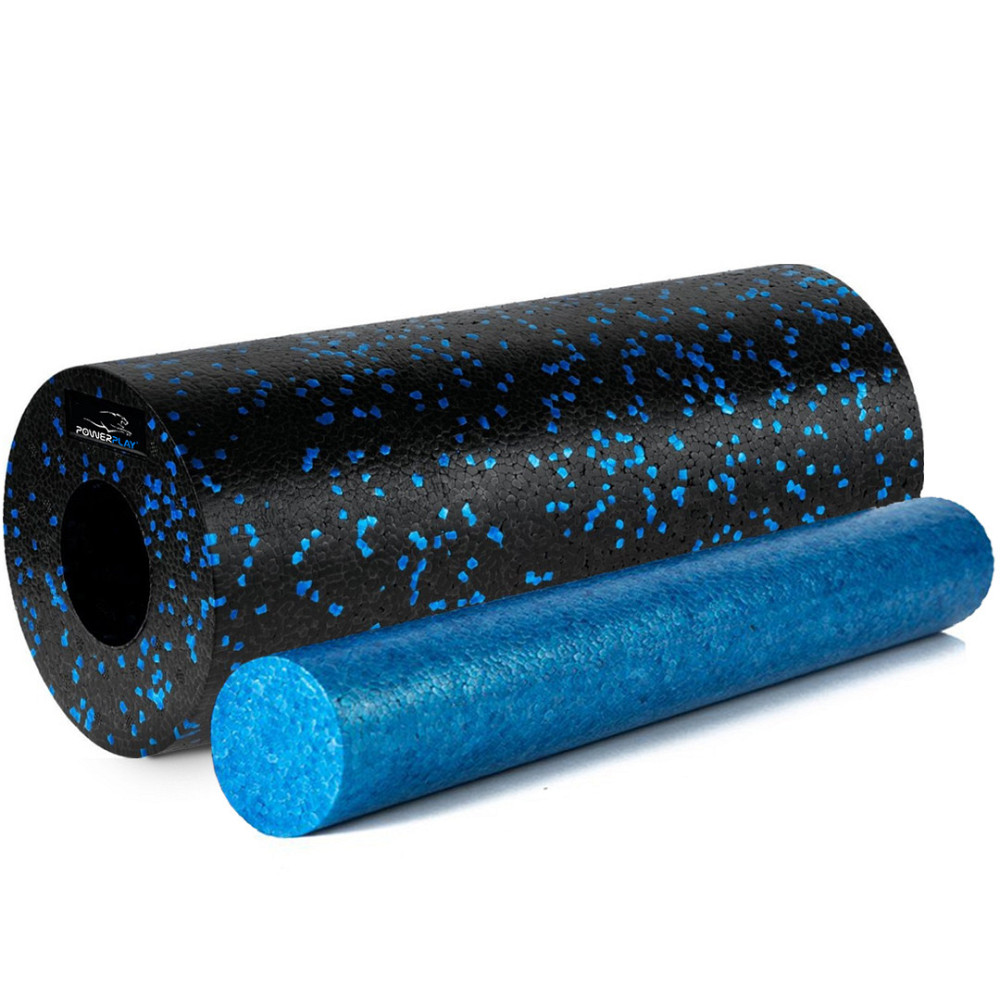 Масажний ролик (роллер) гладкий PowerPlay PP-4348 2 in 1 EPP Foam Roller Чорно/Синій (33x14см.) Кам'янське - фото 1