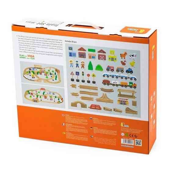 Іграшкова залізниця Viga Toys дерев'яна 90 ел. (50998) Харків