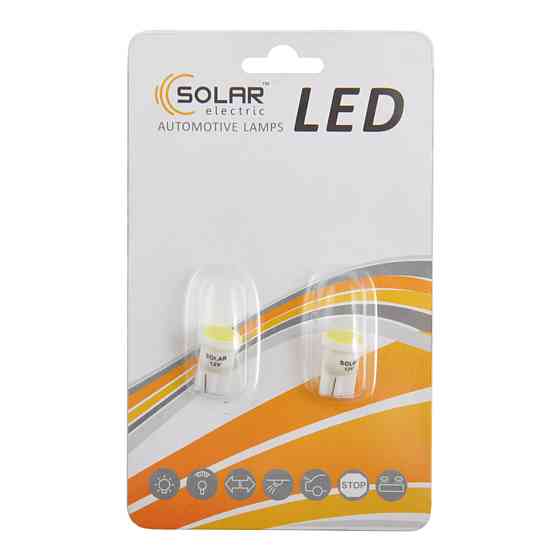 LED автолампа Solar 12V T10 W2.1x9.5d 1COB 48LM white, 2шт Київ