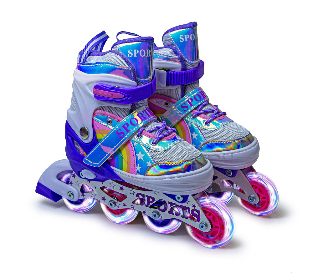 Детские раздвижные ролики Rainbow Scale Sports фиолетовые, размер 34-38. Все колеса светятся Одесса - изображение 1