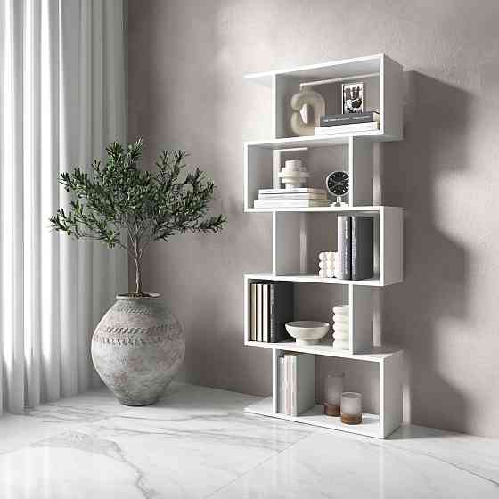 Полиця для книг VAYS M-12, стелаж на 5 полиць, ЛДСП, 70×24×163 см - для дому, вітальні, офісу Львів