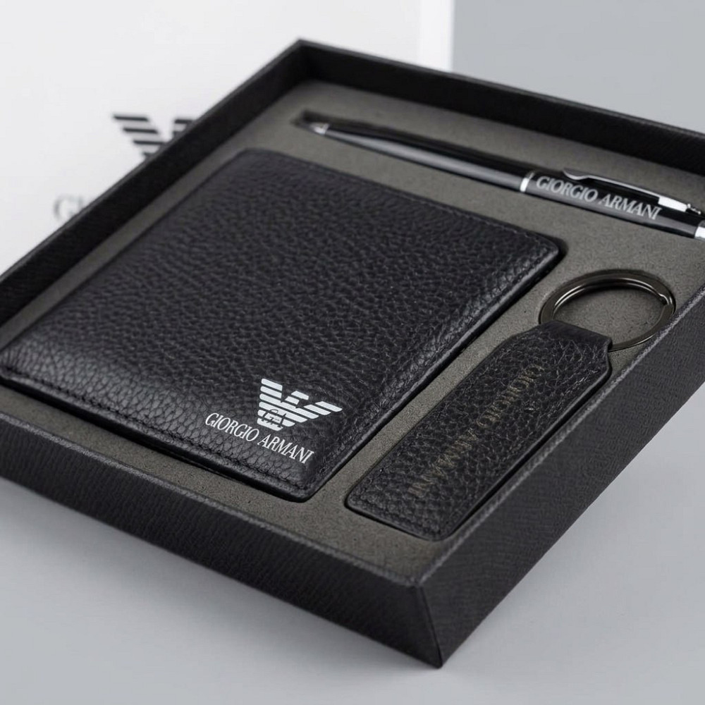 Подарок мужской комплект, кошелек, брелок и ручка Armani (3032-3) Киев - изображение 7