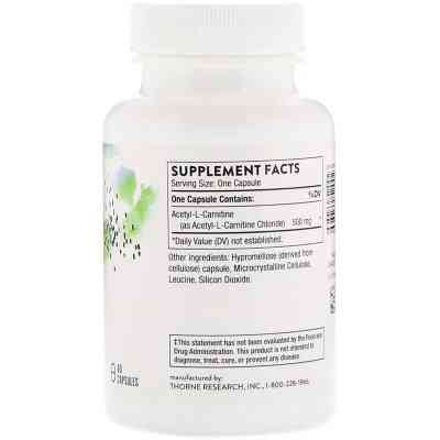 Амінокислота Thorne Research Ацетил-L-карнітин, Carnityl, 60 капсул (THR-52002) Вінниця