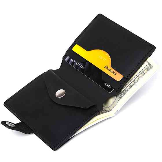 Кожаный мужской бумажник Shvigel 16474 Черный Киев