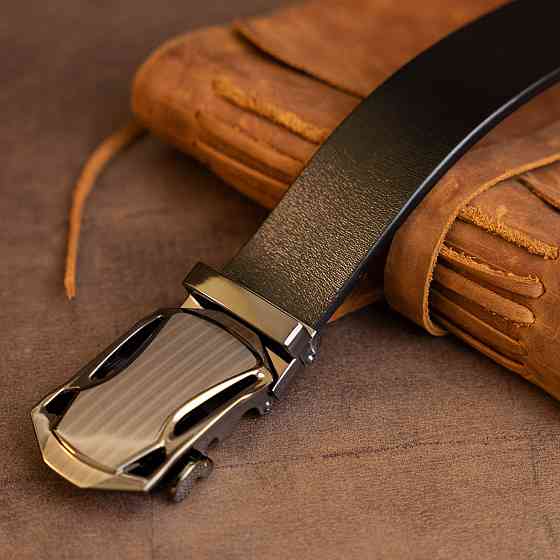 Ремень мужской с пряжкой автомат Vintage 20355 Черный Киев