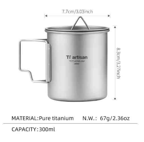 Туристичний титановий кухоль Tiartisan (300 мл) з кришкою Київ