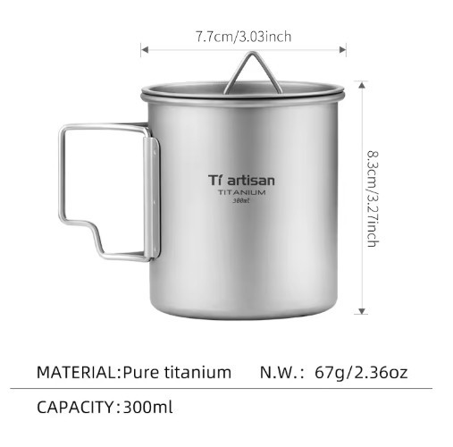 Туристичний титановий кухоль Tiartisan (300 мл) з кришкою Київ - фото 2