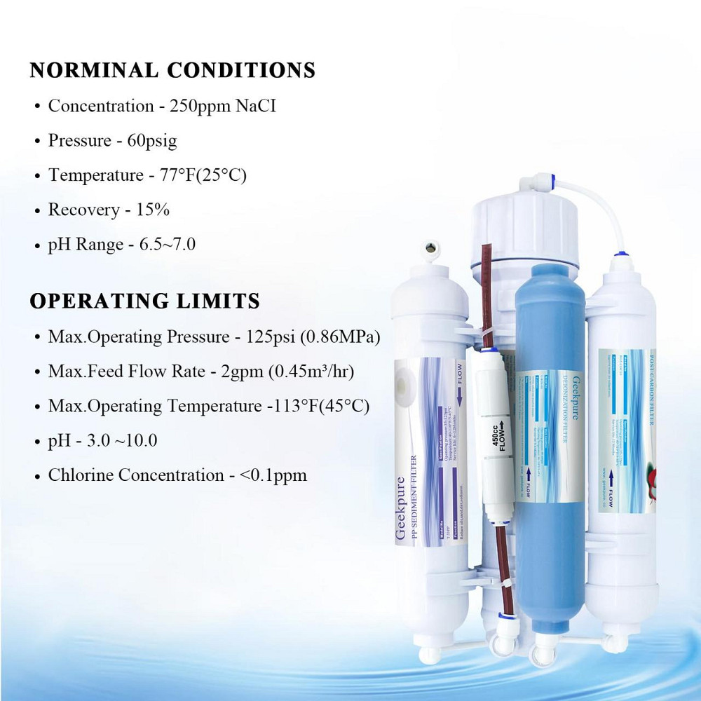 Система обратного осмоса Geekpure 100 GPD, 4-ступенчатая, TDS 0, без бака, для дома, офиса, аквариума, поездок Киев - изображение 2