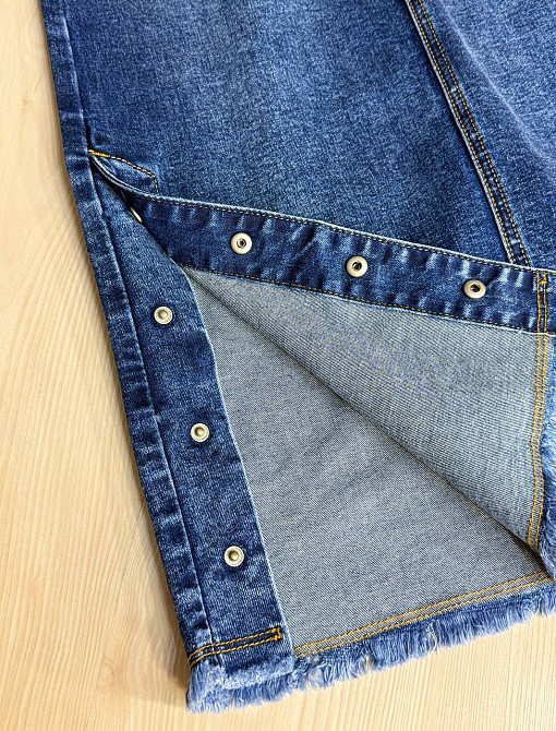 Спідниця жіноча джинсова ZJY 8039 талія на резинці з боковими розрізами синя, синій, З6, 36, 98 см,  Одеса - фото 5