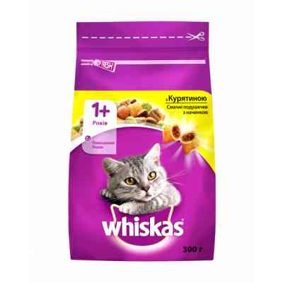 Сухий корм для кішок Whiskas з куркою 300 г (5998749144039/5900951014055) Вінниця