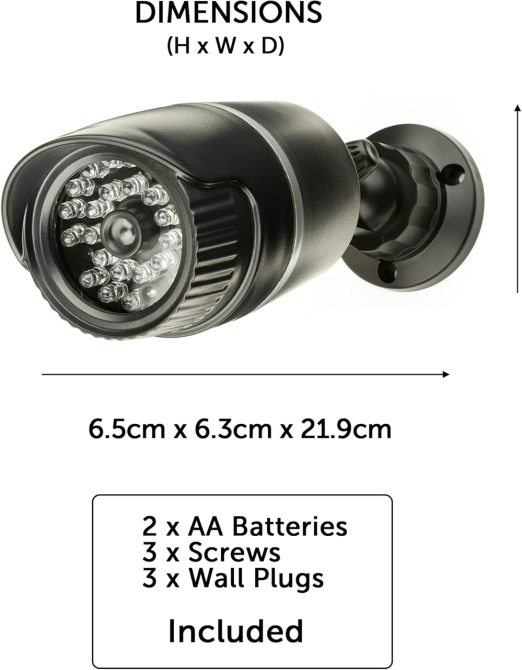 Камера-муляж Defender CCTV с 25 ИК LED, фальшивая камера видеонаблюдения для улицы и помещения, черная Киев - изображение 18