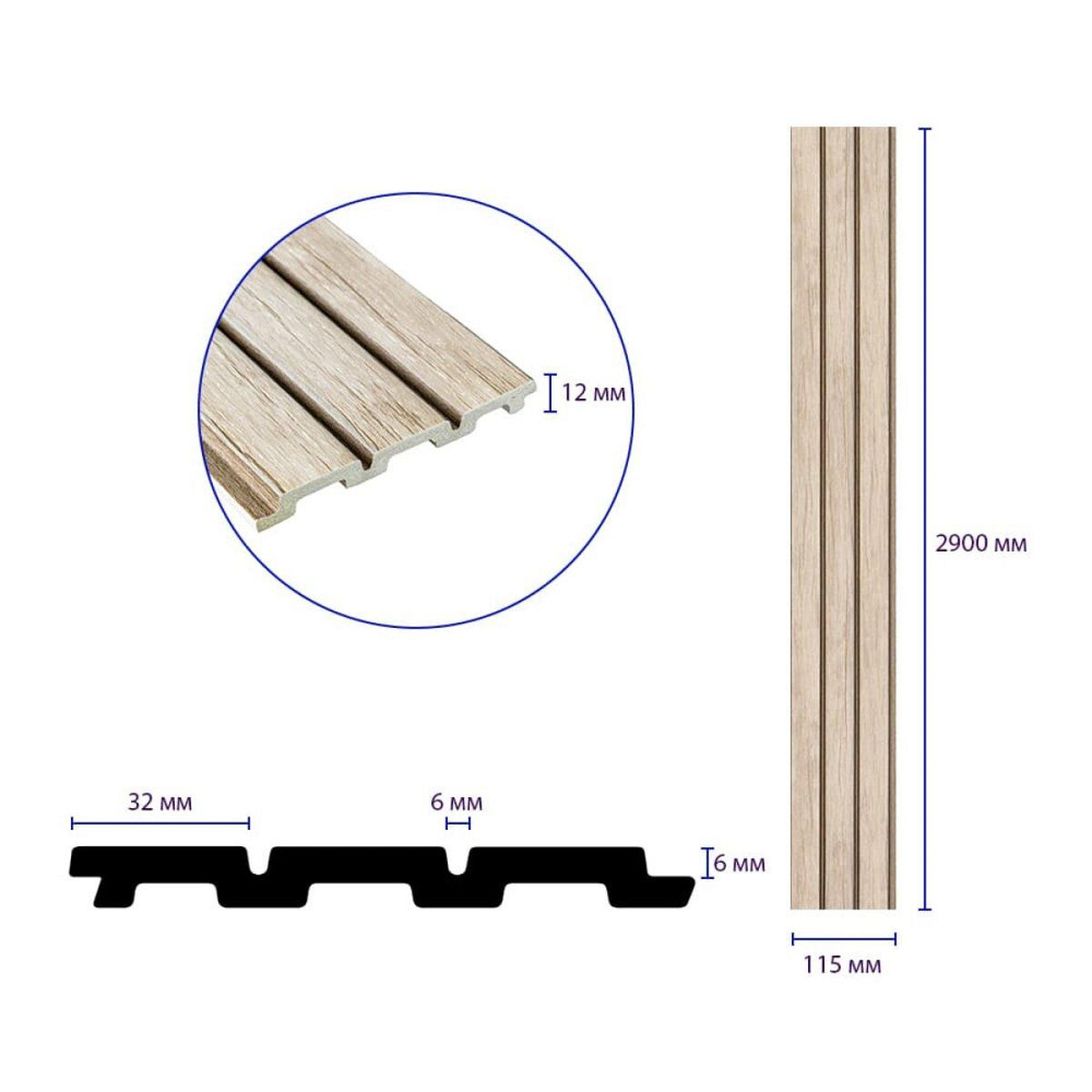 Рейка декоративная PS 2900х115х12мм Белый дуб SW-00001741 Днепр - изображение 10