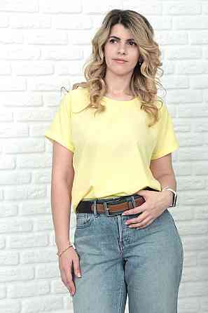 Літня блузка футболка вільного крою "Moment" оптом | Норма і батал 50-52, Жовтий Київ